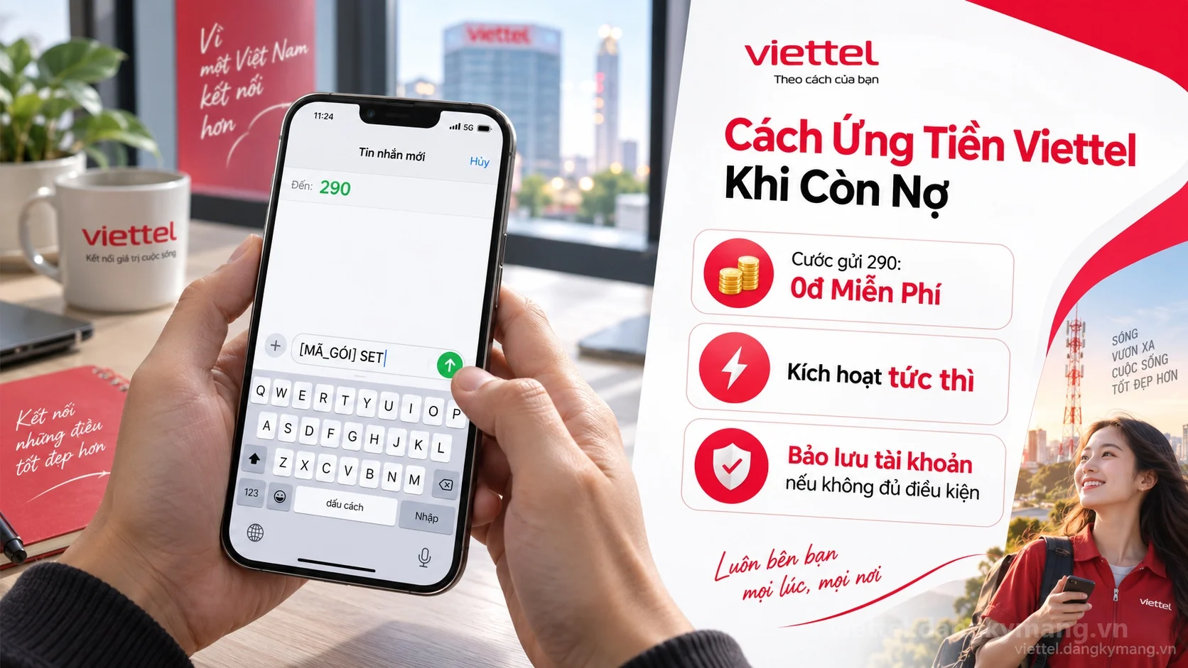 Cú pháp đăng ký Cách Ứng Tiền Viettel Khi Còn Nợ