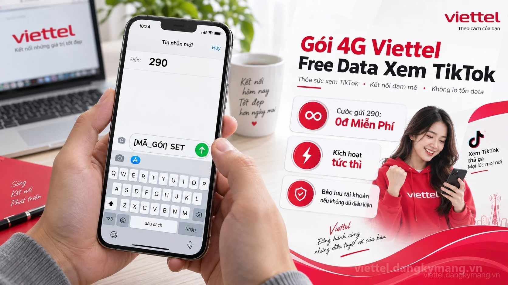 Cú pháp đăng ký Gói 4G Viettel Free Data Xem TikTok