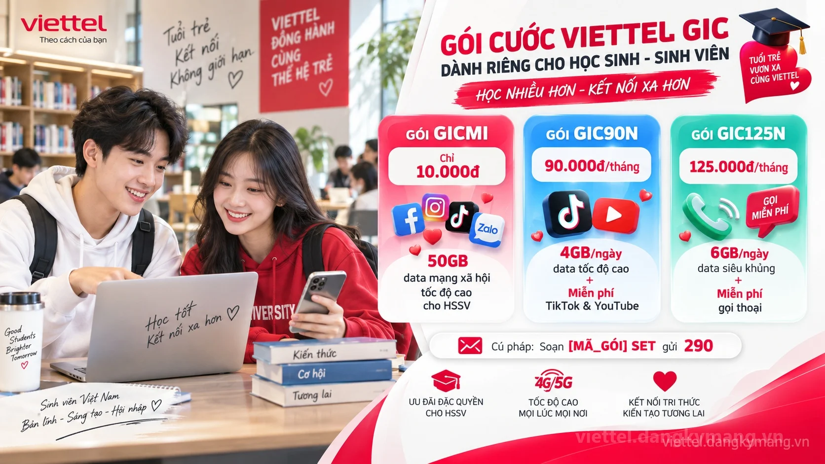 Dòng gói cước giới trẻ GIC Viettel GICMI GIC90N GIC125N cho học sinh sinh viên
