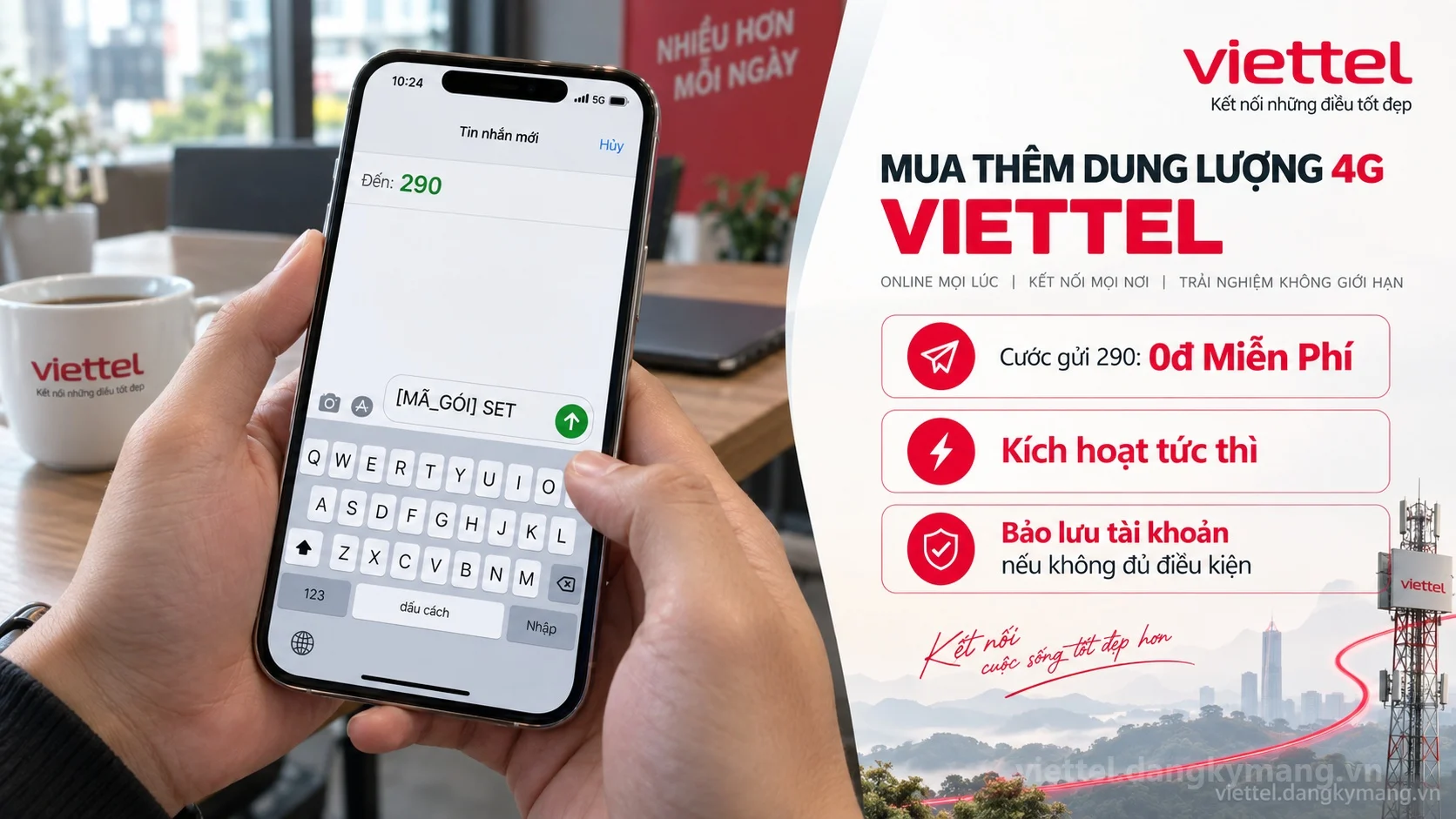 Cú pháp đăng ký Mua Thêm Dung Lượng 4G Viettel