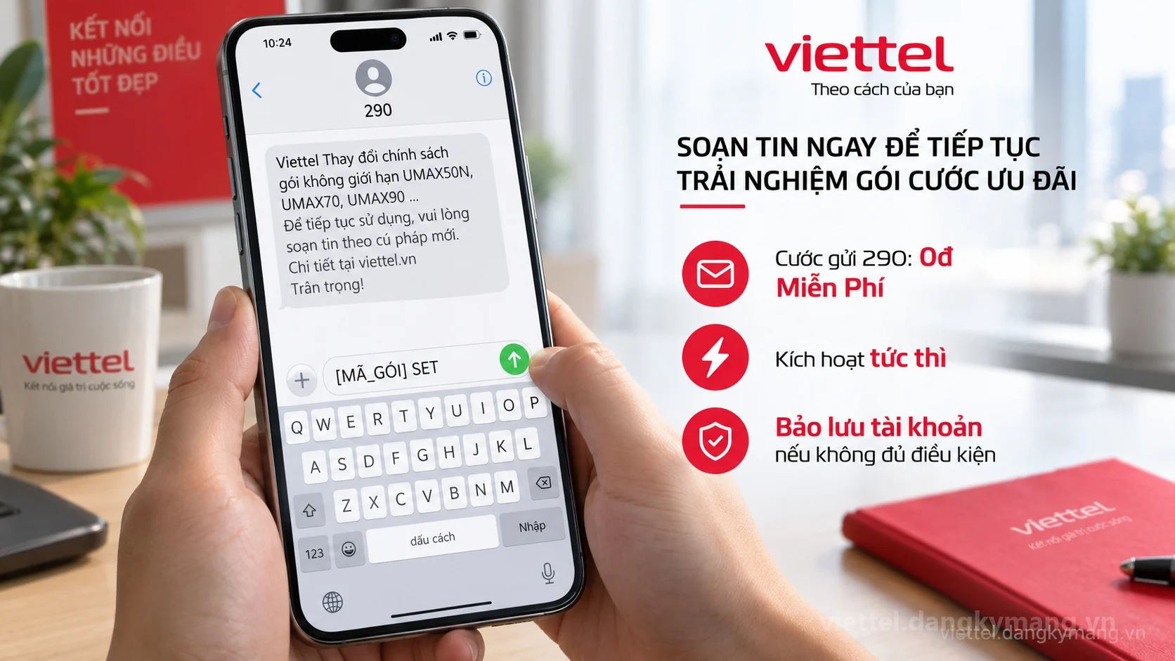 Cú pháp đăng ký Viettel Thay đổi chính sách gói không giới hạn UMAX50N, UMAX70, UMAX90 ...