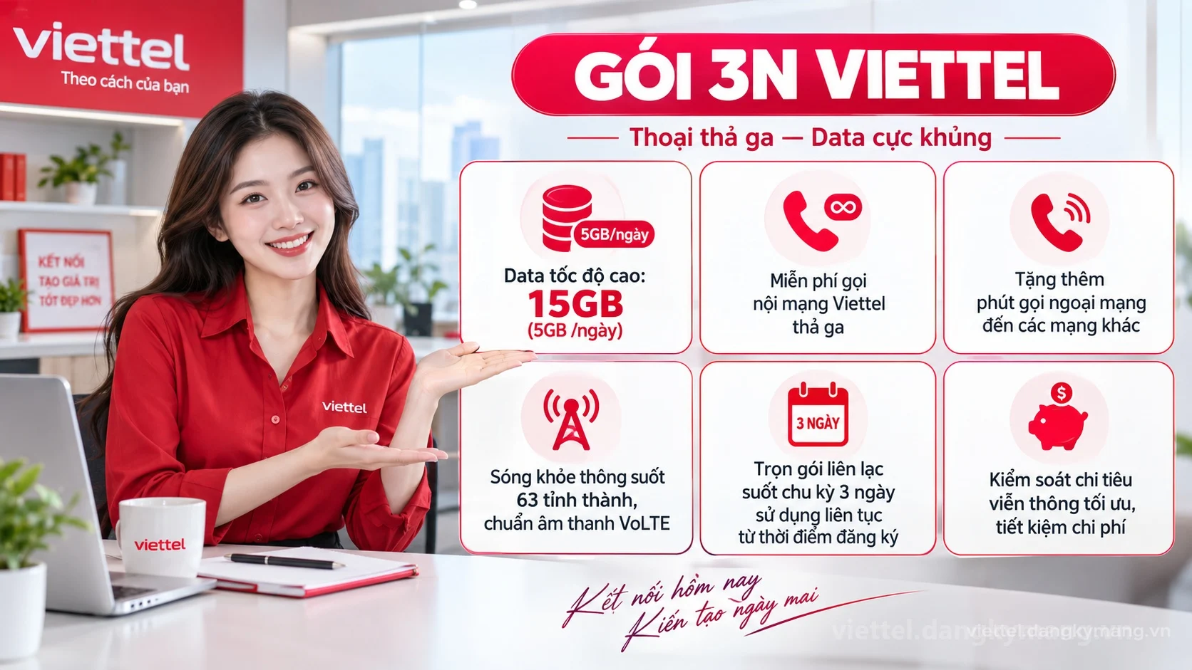 Ưu đãi nổi bật gói cước 3N Viettel 15GB (5GB /ngày) tốc độ cao