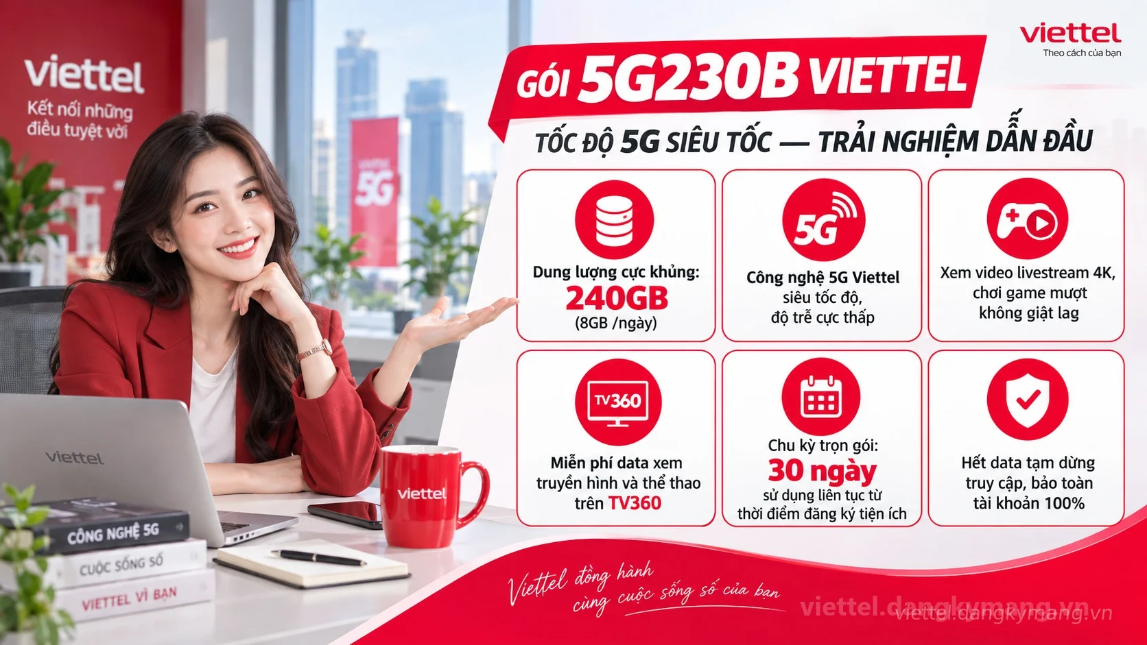 Ưu đãi nổi bật gói cước 5G230B Viettel 240GB (8GB /ngày) tốc độ cao