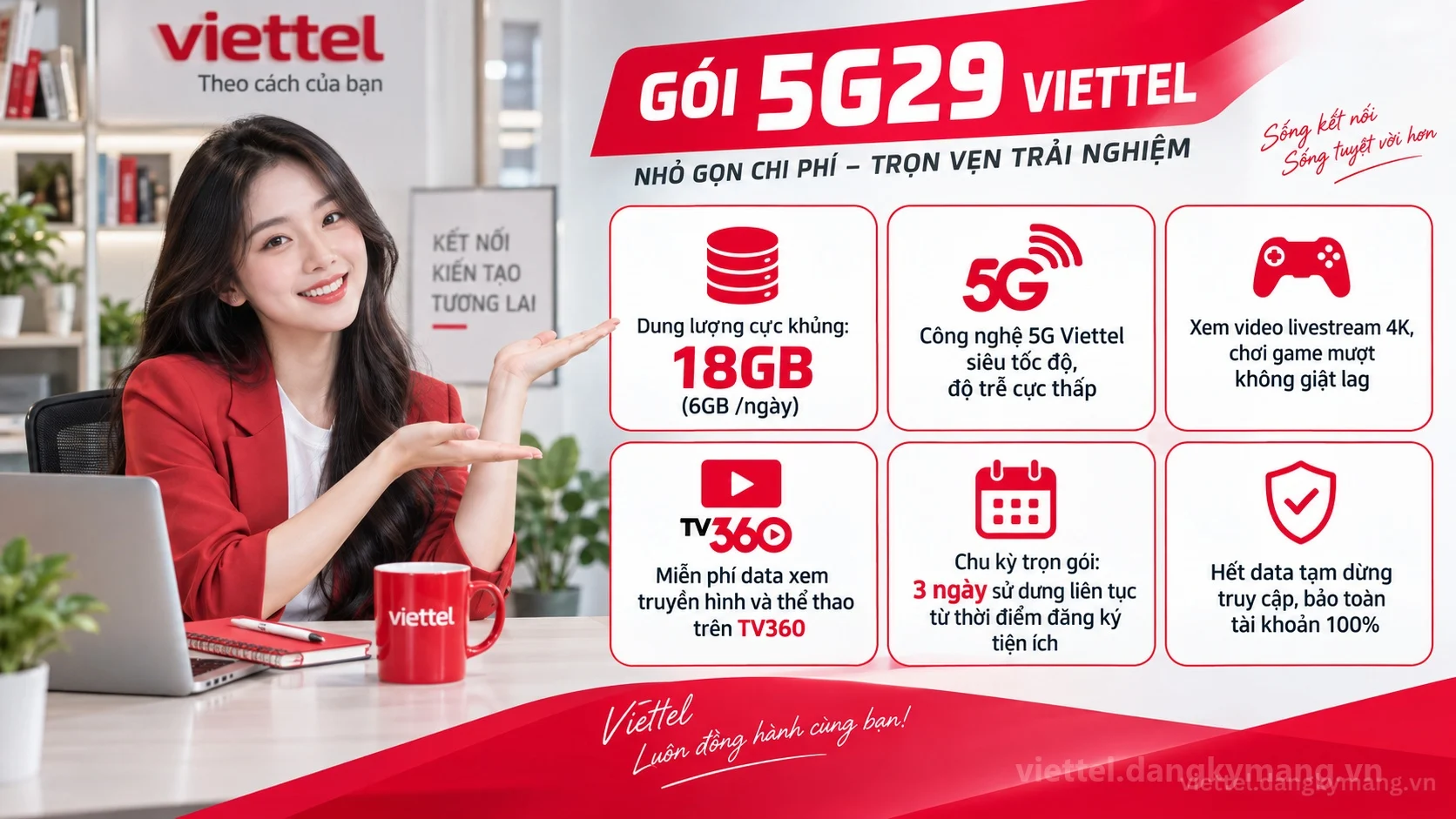Ưu đãi nổi bật gói cước 5G29 Viettel 18GB (6GB /ngày) tốc độ cao