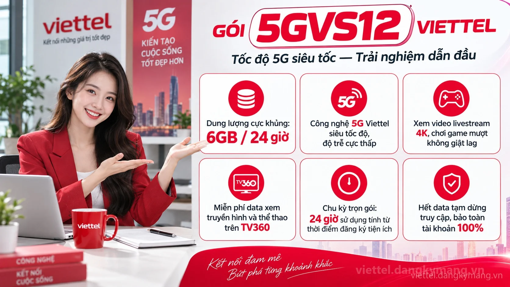 Ưu đãi nổi bật gói cước 5GVS12 Viettel 6GB / 24 giờ tốc độ cao