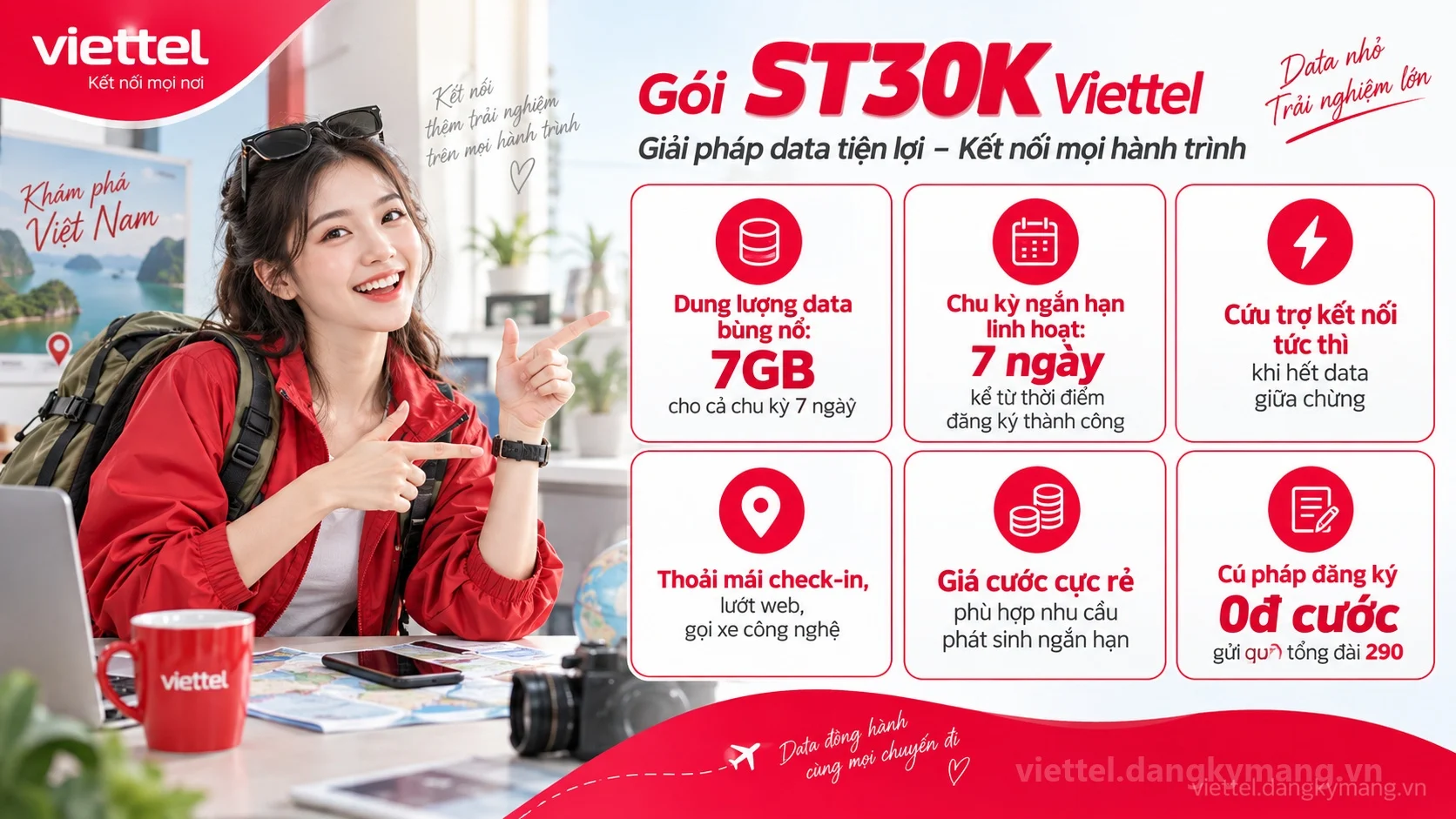 Ưu đãi nổi bật gói cước ST30K Viettel 7GB cho cả chu kỳ 7 ngày tốc độ cao