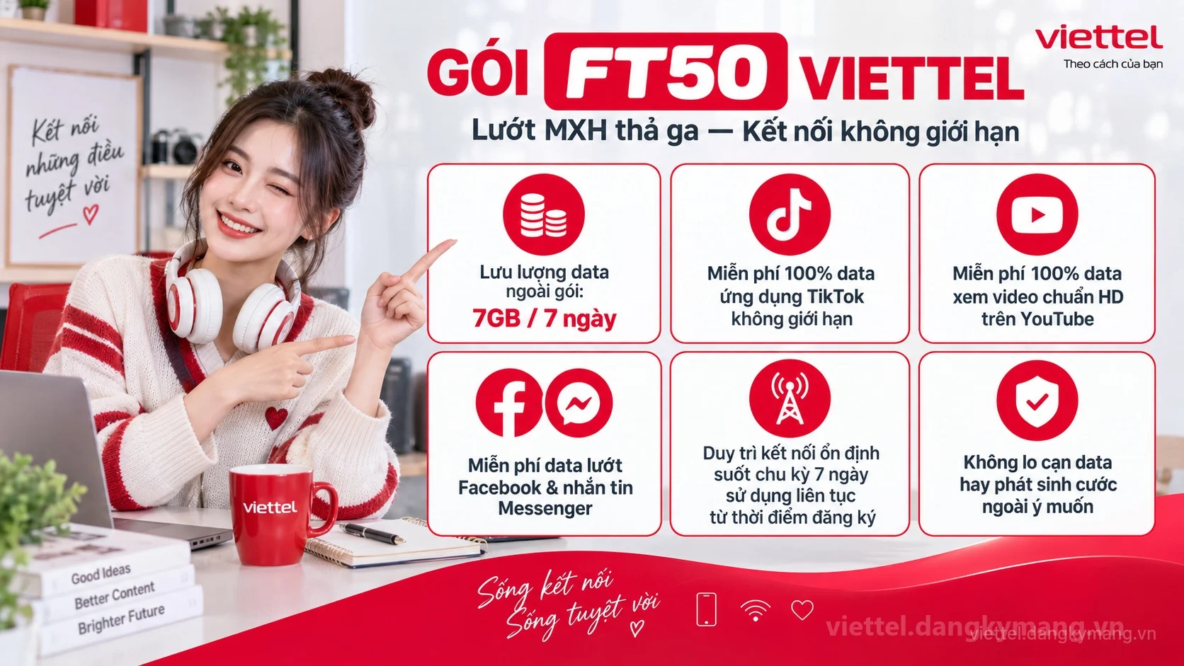 Ưu đãi nổi bật gói cước FT50 Viettel 7GB / 7 ngày tốc độ cao