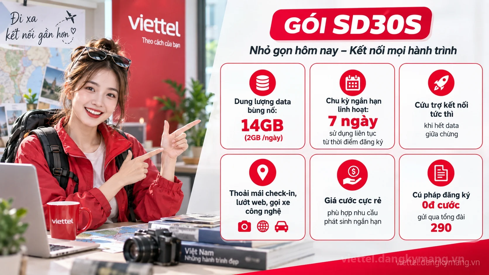 Ưu đãi nổi bật gói cước SD30S Viettel 14GB (2GB /ngày) tốc độ cao
