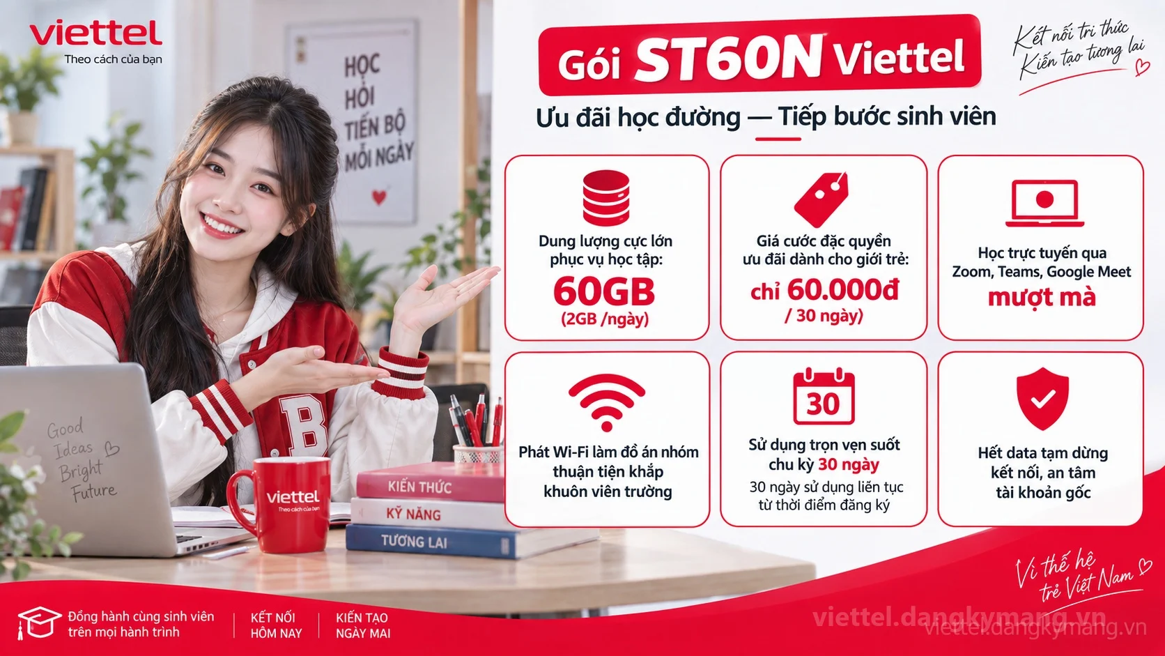 Ưu đãi nổi bật gói cước ST60N Viettel 60GB (2GB /ngày) tốc độ cao