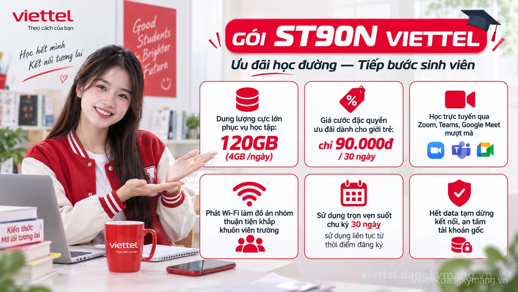 Ưu đãi nổi bật gói cước ST90N Viettel 120GB (4GB /ngày) tốc độ cao