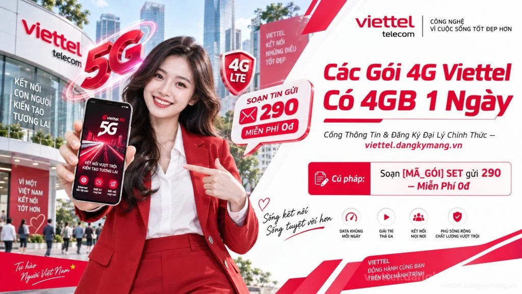 Ảnh đại diện gói cước Các Gói 4G Viettel Có 4GB 1 Ngày [120GB Data Tốc Độ Cao]