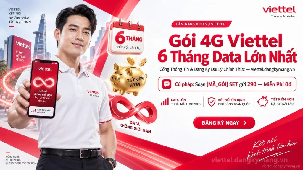 Ảnh đại diện gói cước Gói 4G Viettel 6 Tháng Data Lớn Nhất [Đến 3.600GB]