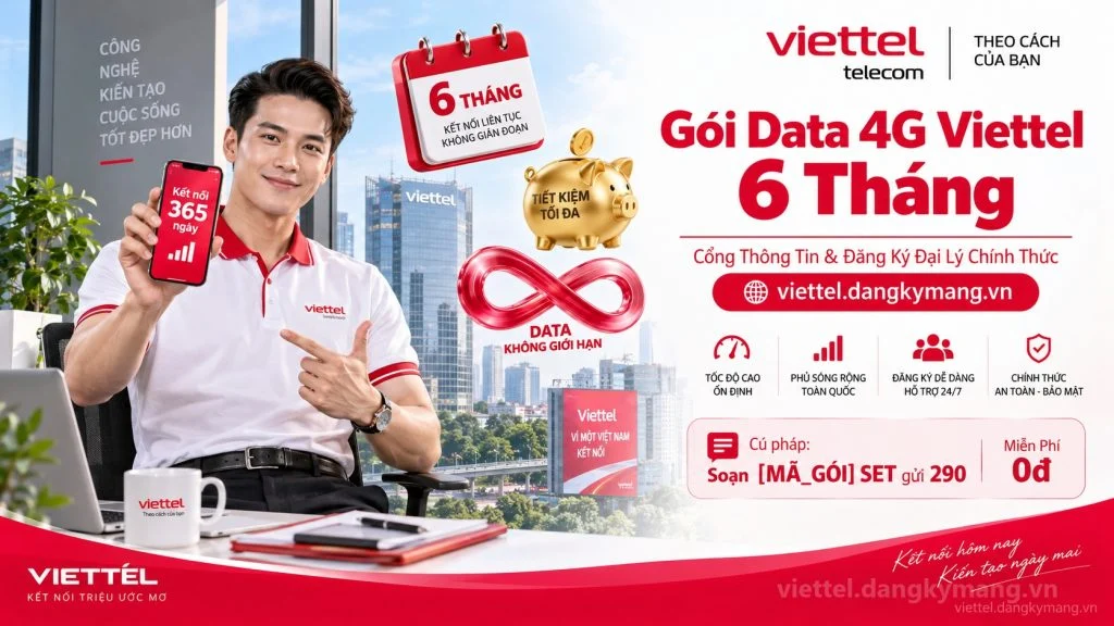 Ảnh đại diện gói cước Gói Data 4G Viettel 6 Tháng [6SD90 Chỉ 540K Trọn 180 Ngày]