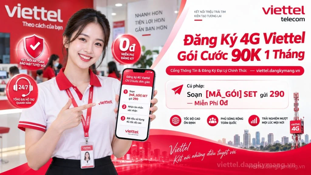 Ảnh đại diện gói cước Đăng Ký 4G Viettel Gói Cước 90K 1 Tháng [Nhận Đến 45GB]