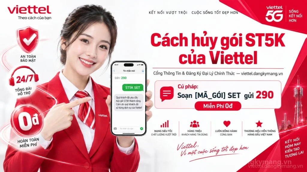 Ảnh đại diện gói cước Cách hủy gói ST5K của Viettel