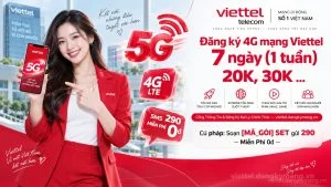 Đăng ký 4G mạng Viettel 7 ngày (1 tuần) 20K, 30K …