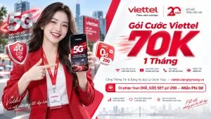 Gói Cước Viettel 70K 1 Tháng [Gọi Miễn Phí 1000 Phút]