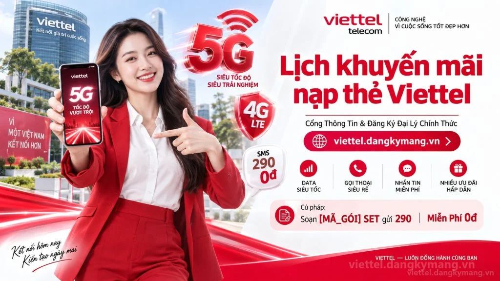Ảnh đại diện gói cước Lịch khuyến mãi nạp thẻ Viettel [Tặng 20%–50% — Cách theo dõi và nhận]