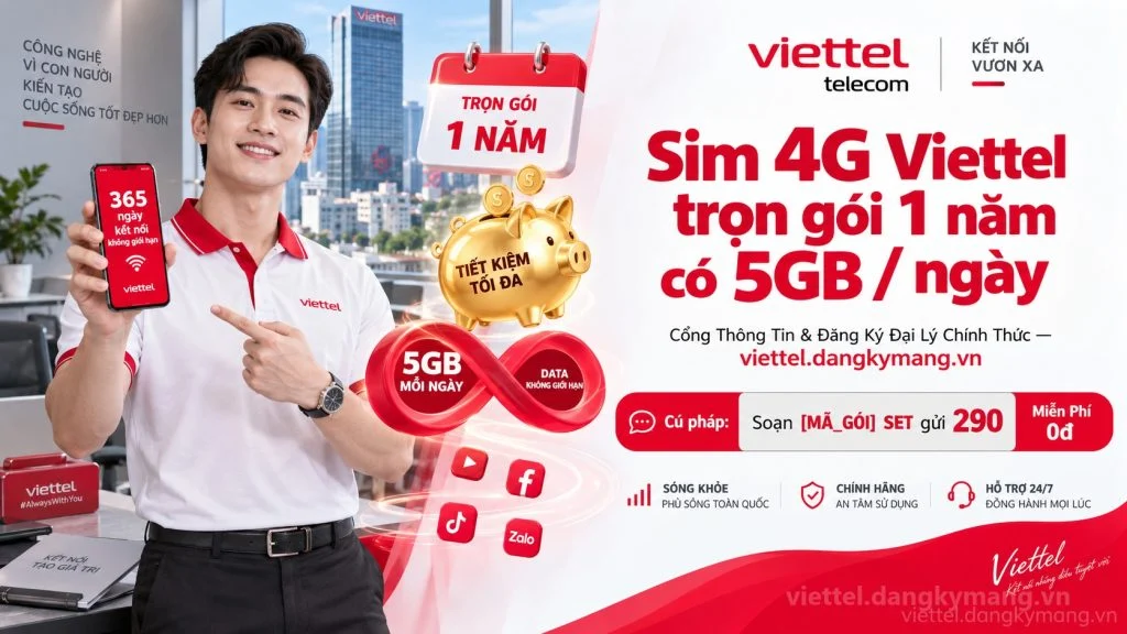 Ảnh đại diện gói cước Sim 4G Viettel trọn gói 1 năm có 5GB / ngày