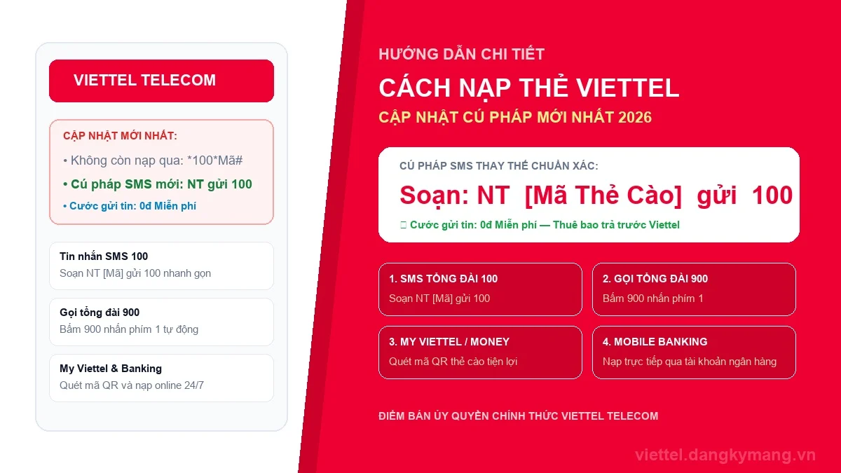 Cách nạp thẻ Viettel mới nhất không còn nạp qua *100* mã thẻ
